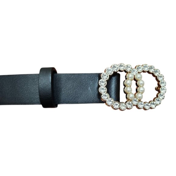 Primark Waist Belt with Pearl Rhinestone Buckle |Elegant Retro Glam Accessory S - Picture 6 of 9